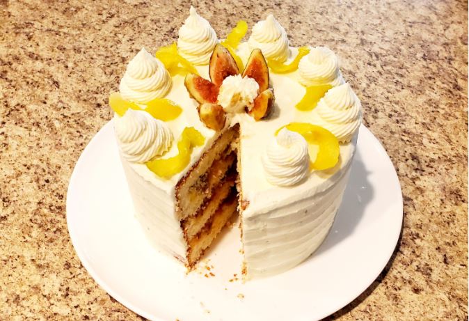 Jennael's Bake Shop: Vanilla cake with fresh lemon curd and fig jam between each layer and a lemony mascarpone whipped frosting! 